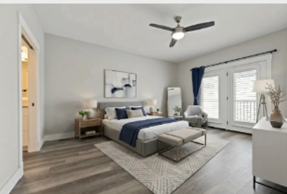Bedroom with a ceiling fan