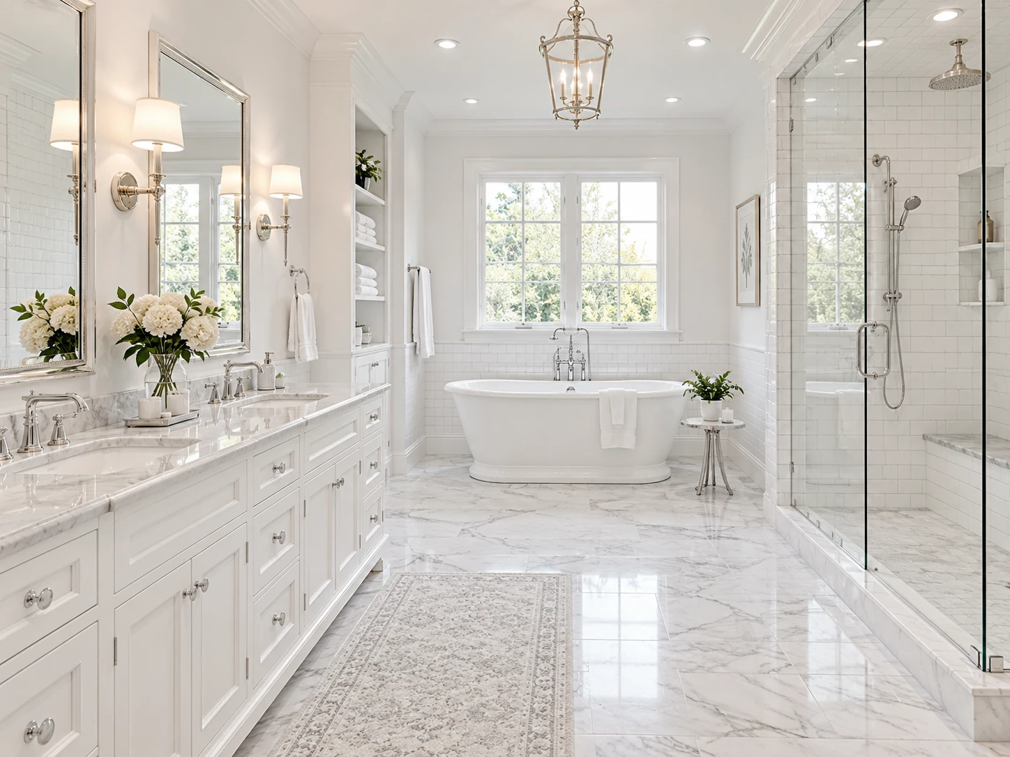 Classic White master bathroom design