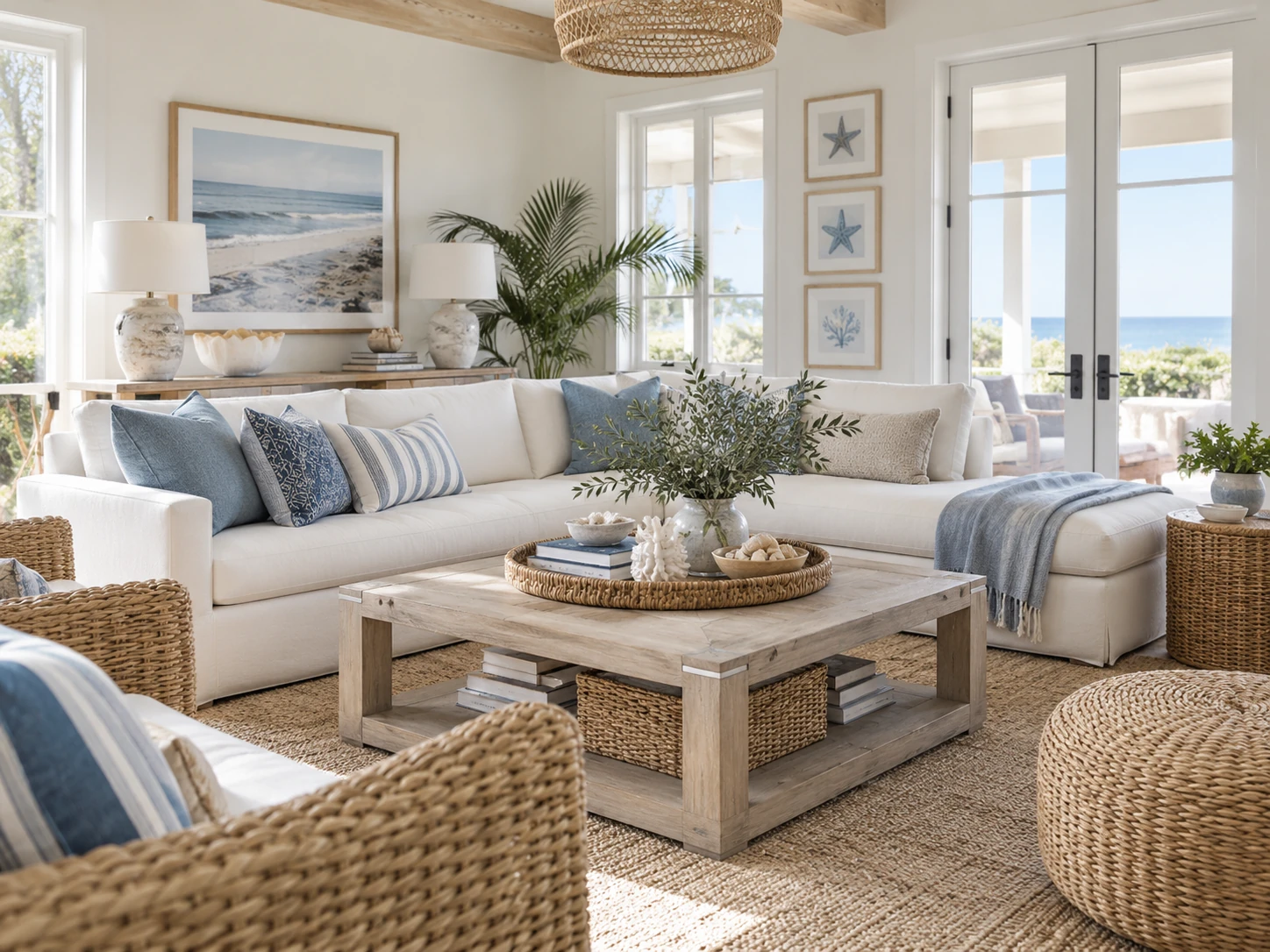 Coastal family room design