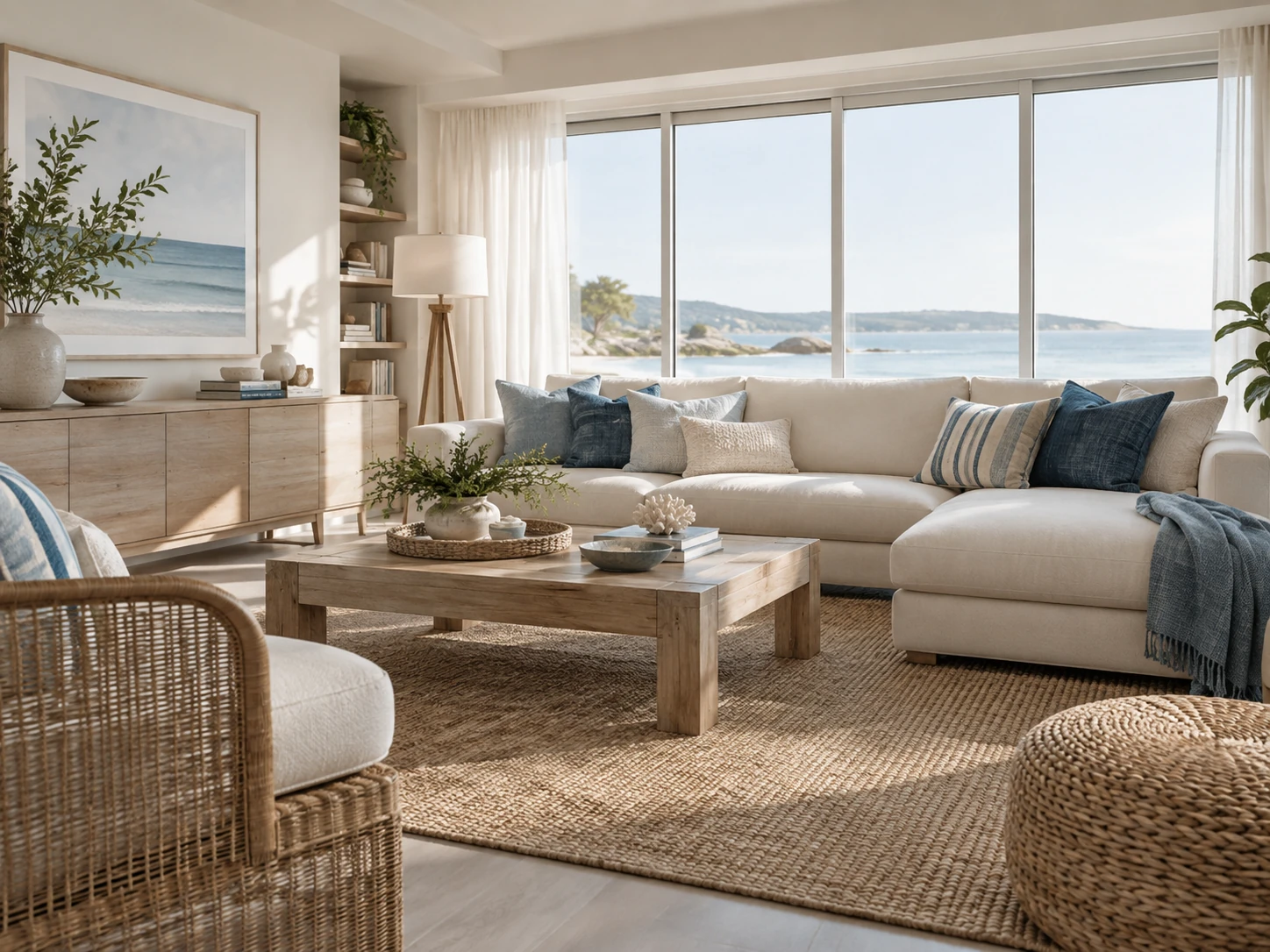 Coastal modern living room design