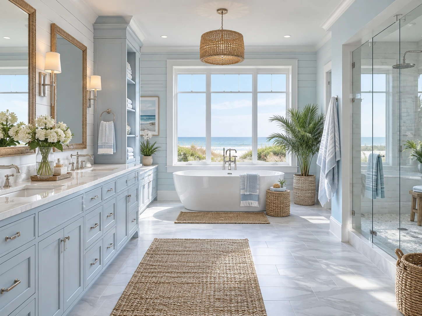 Coastal master bathroom design