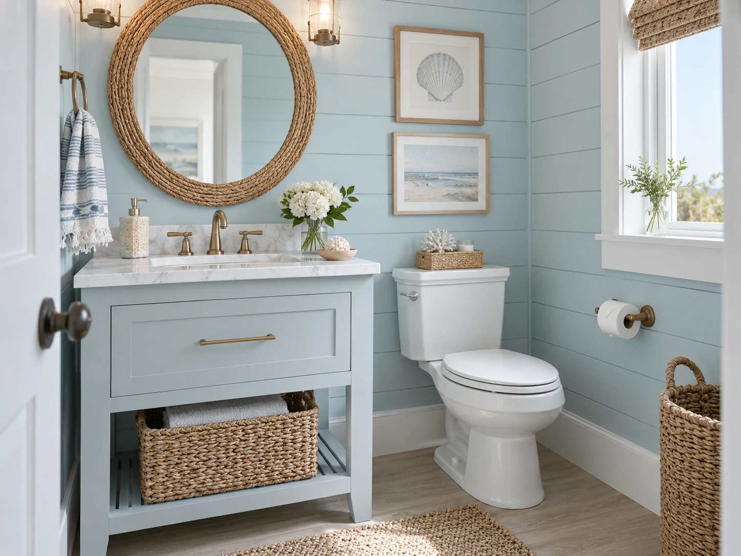 Coastal powder room design