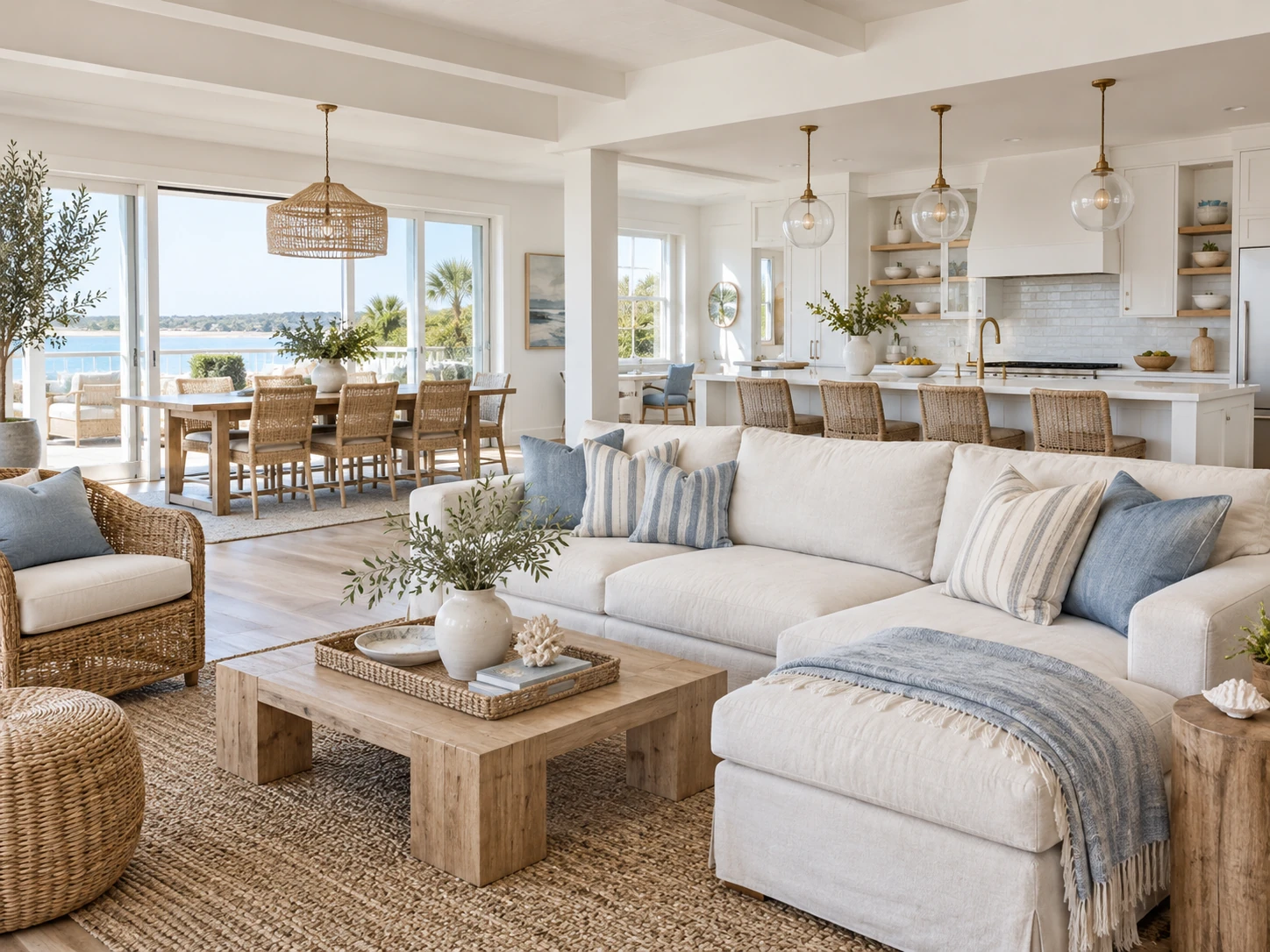 Coastal open concept living design