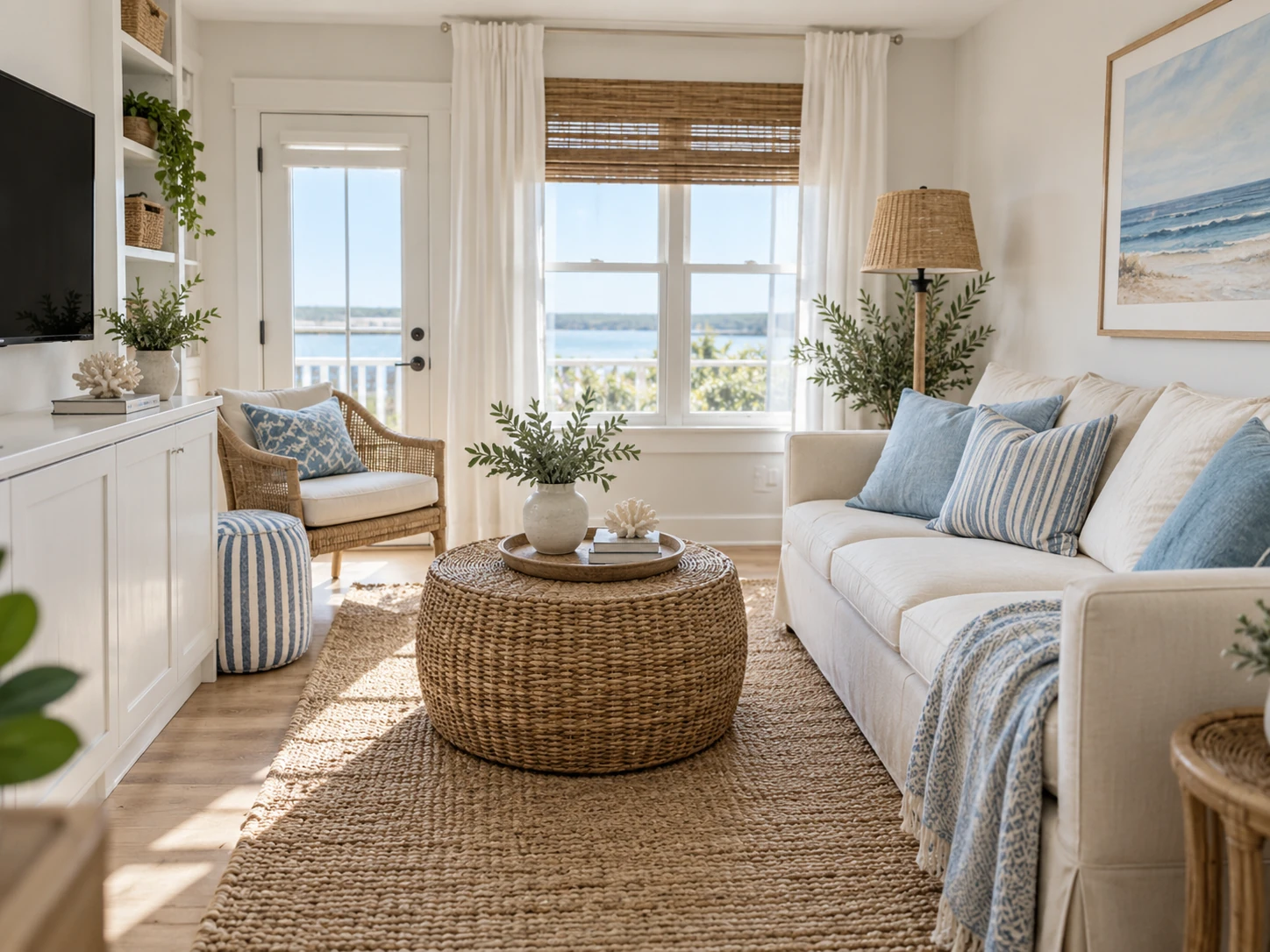 Coastal small living room design
