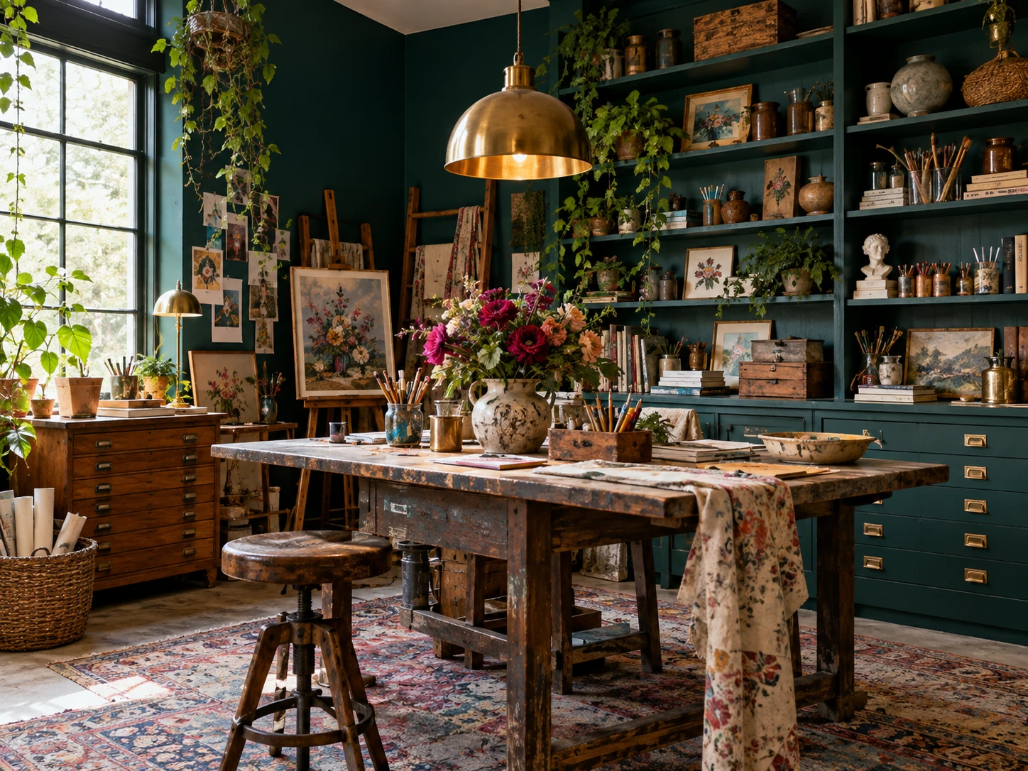 Color-Drenched Atelier craft room design