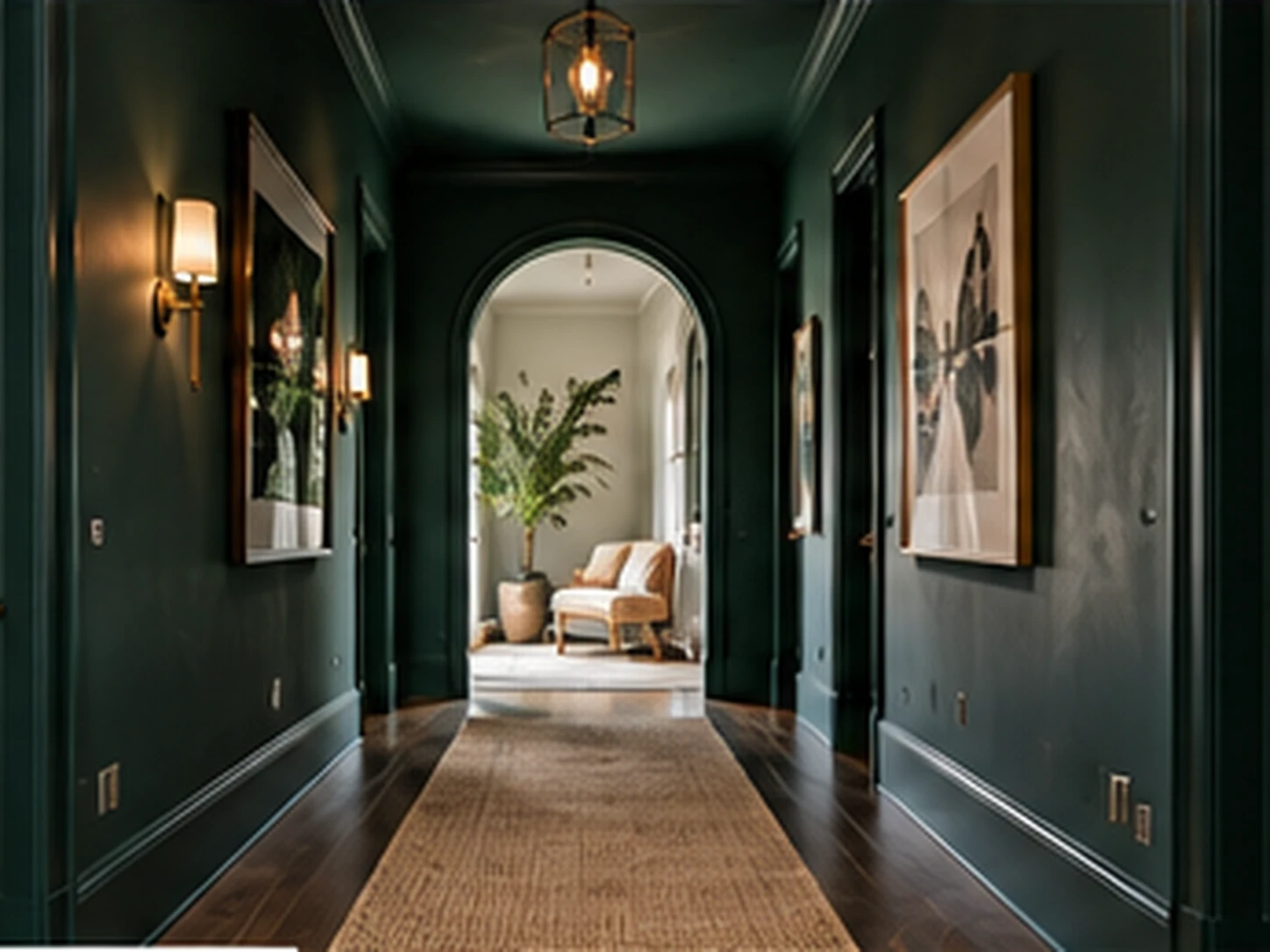 Color-Drenched Passage hallway design