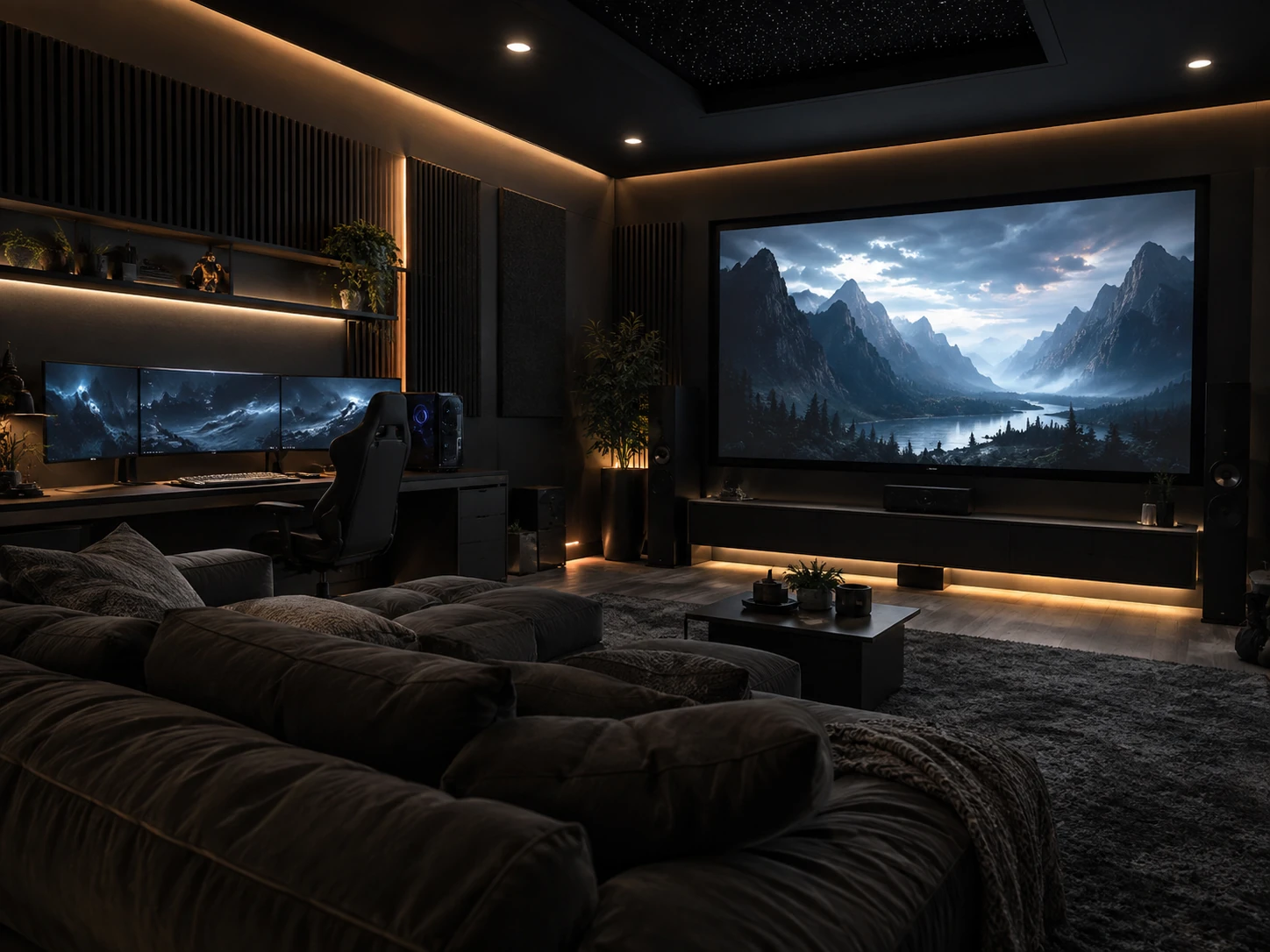 Dark Immersive gaming room design