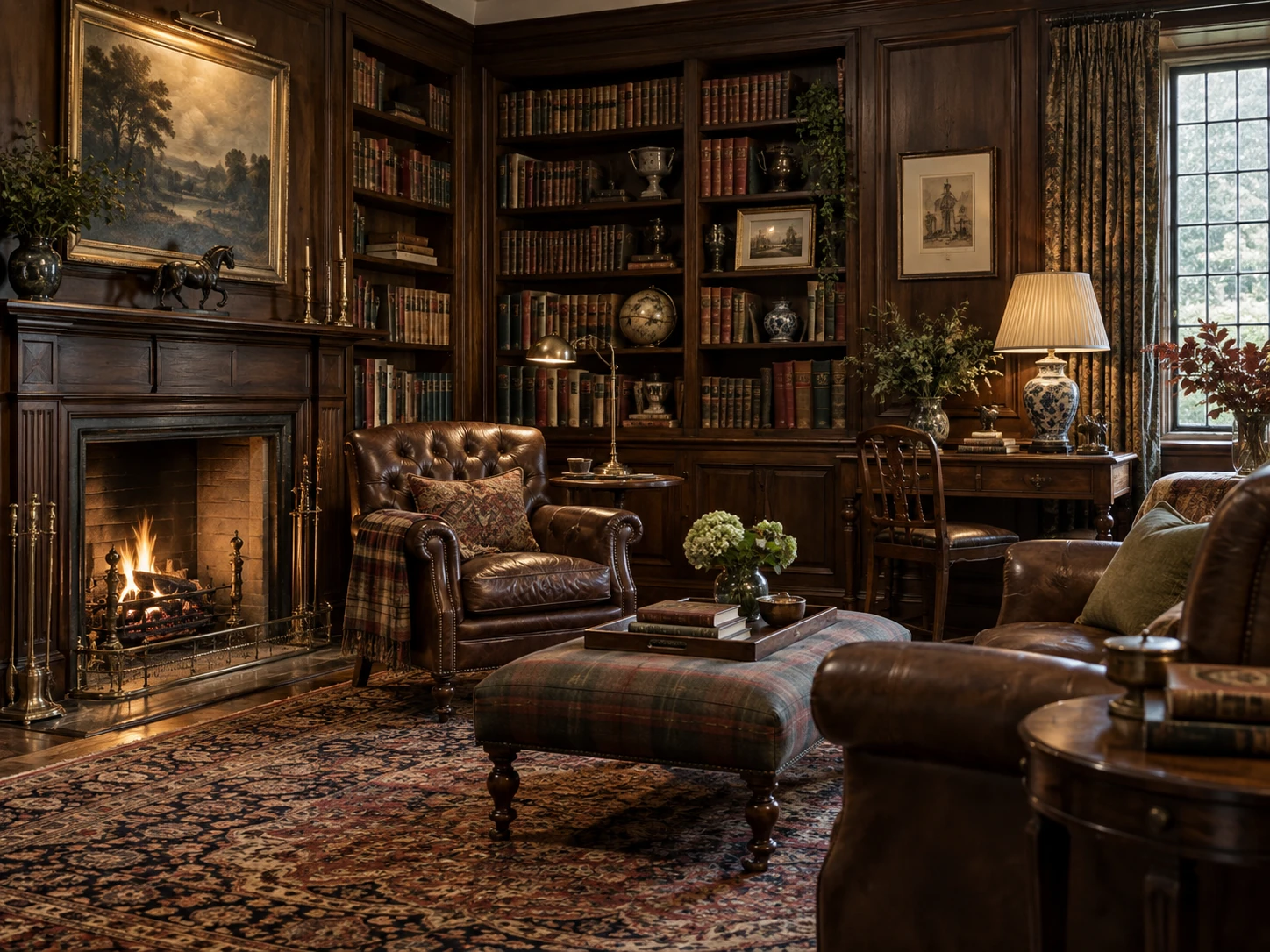 English Collected home library design