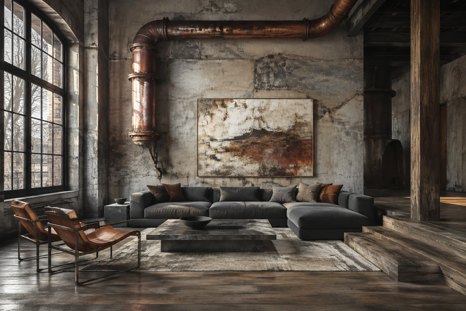 Industrial living room design