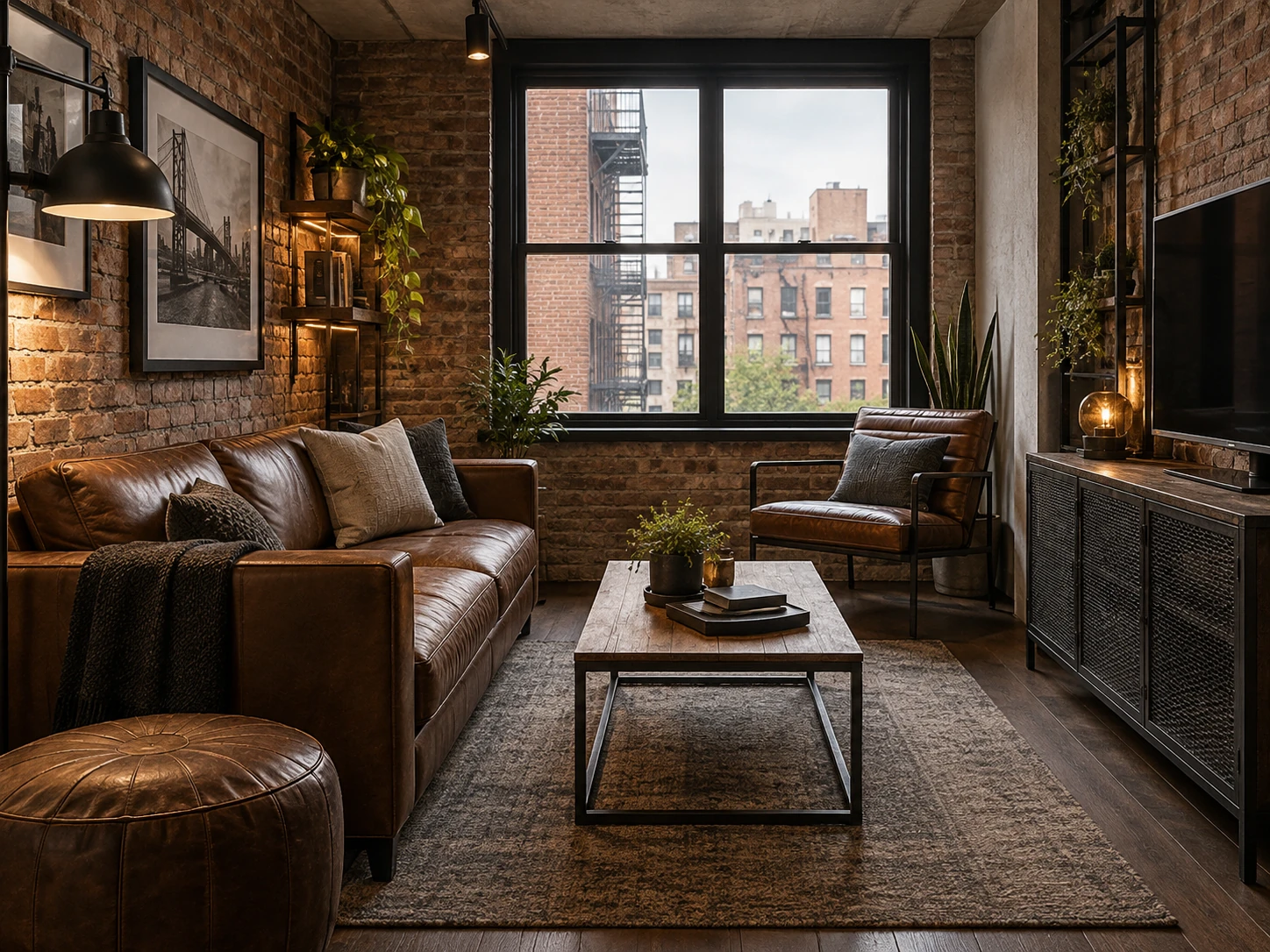 Industrial modern living room design