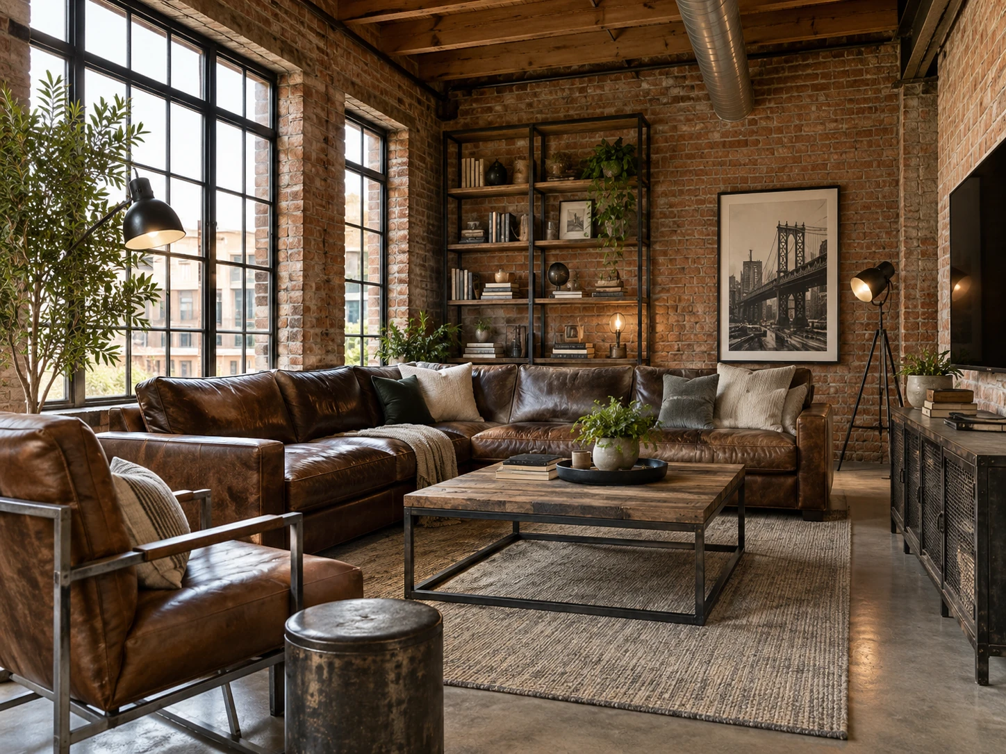 Industrial family room design