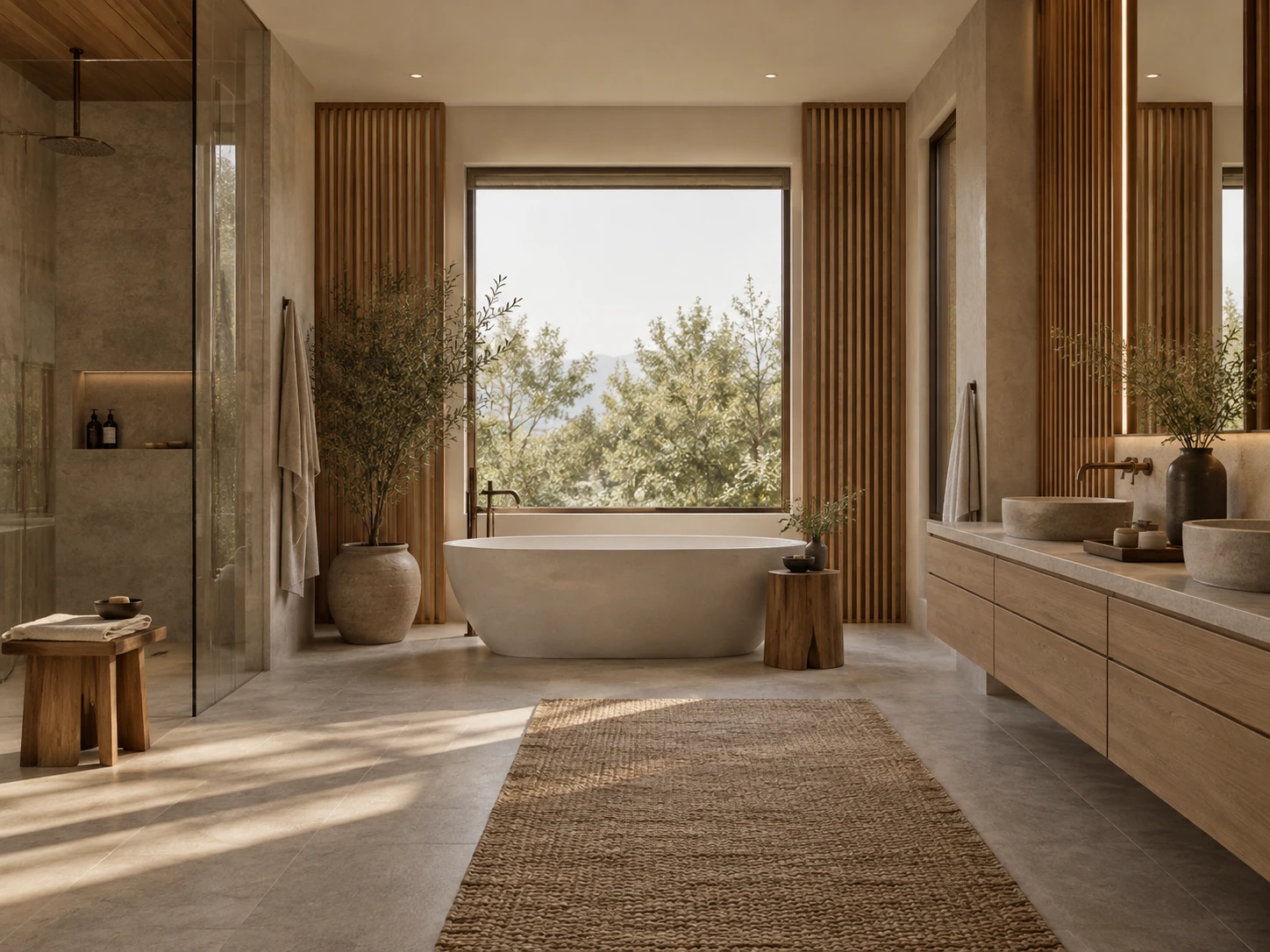 Japandi master bathroom design