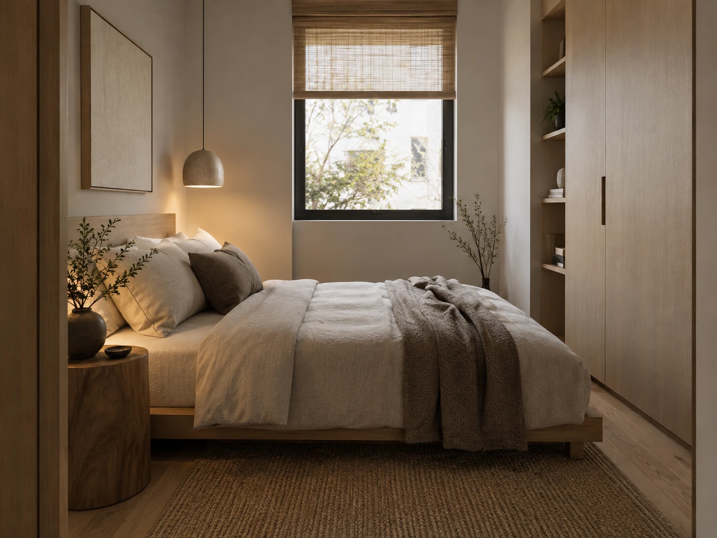 Japandi small bedroom design