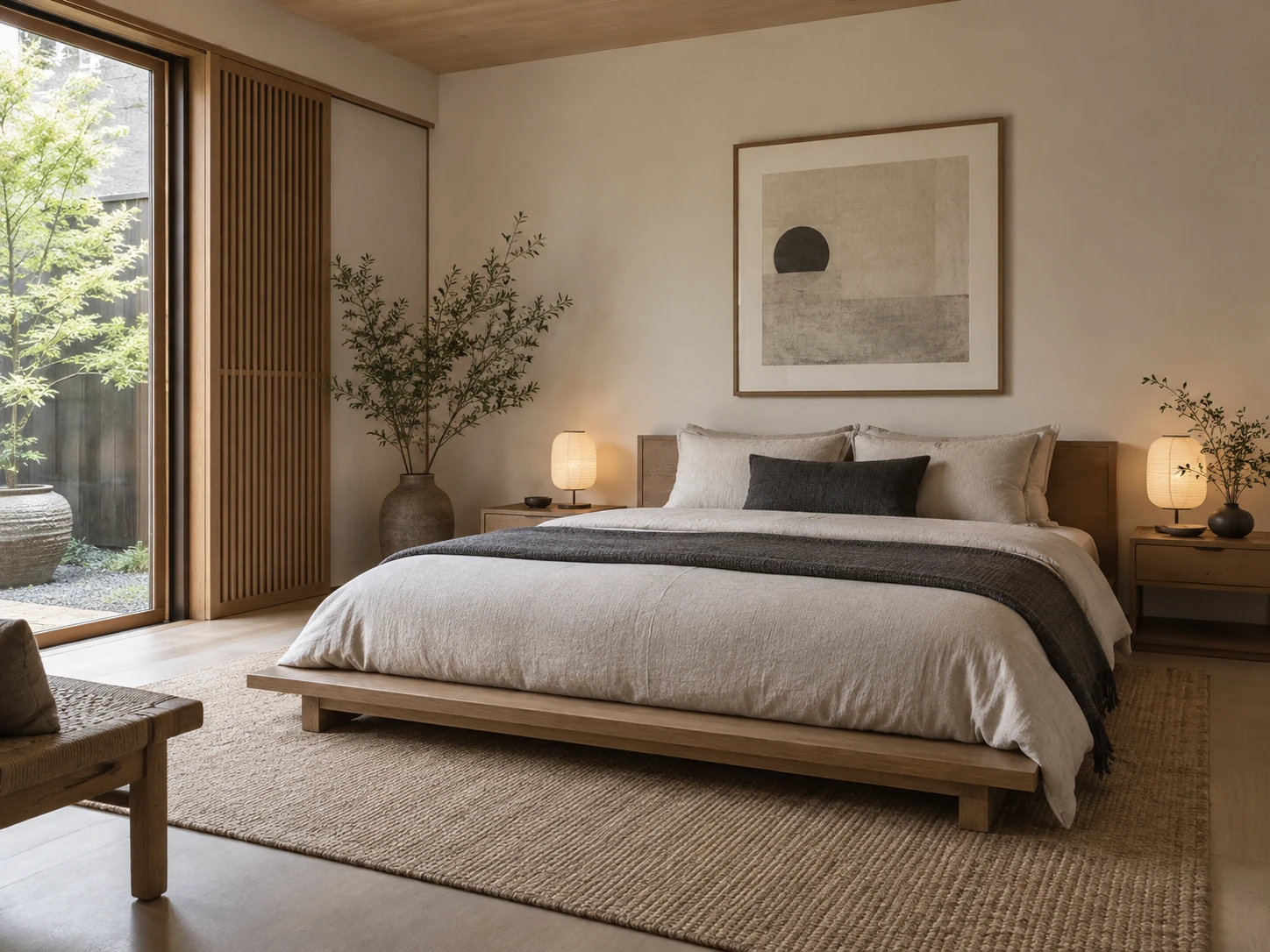 Japandi guest bedroom design