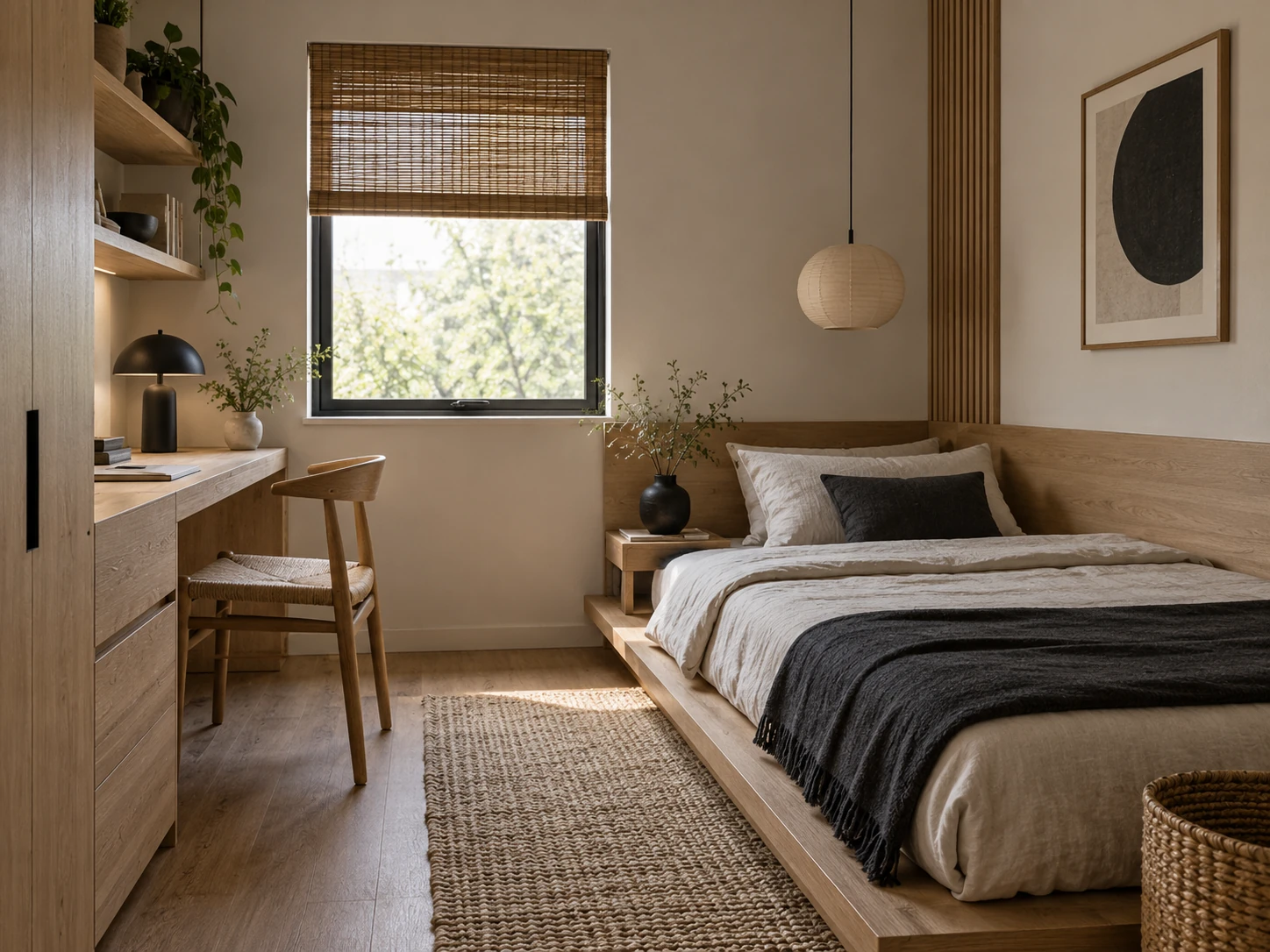 Japandi teen bedroom design