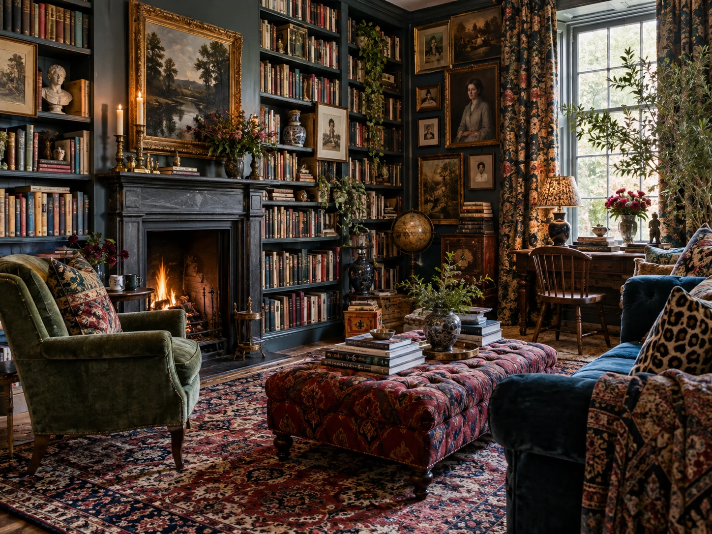 Maximalist Library home library design