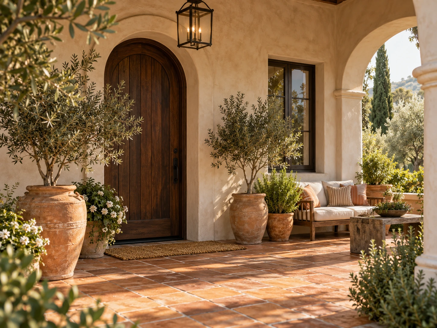 Mediterranean front porch design