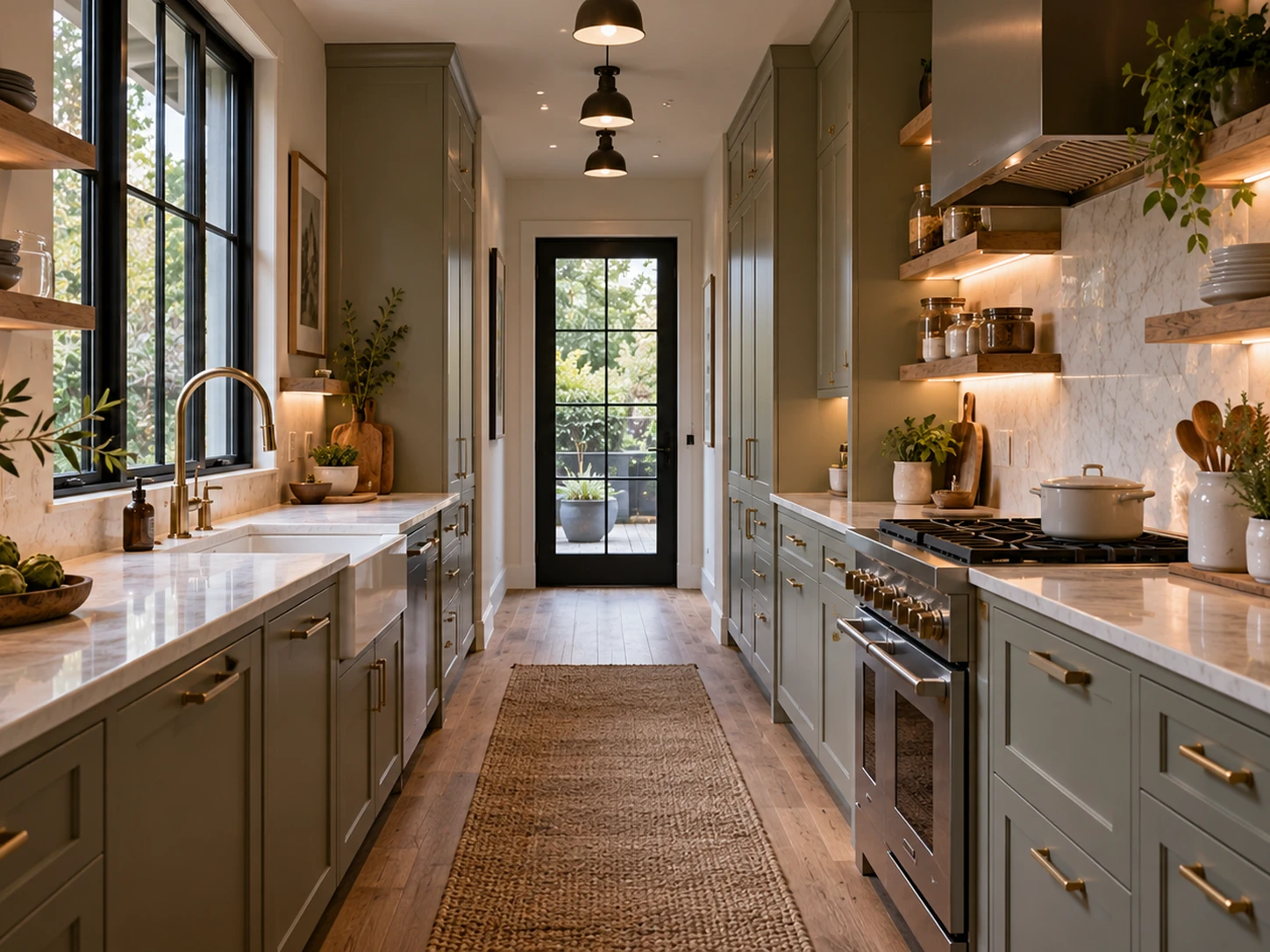 Mediterranean galley kitchen design
