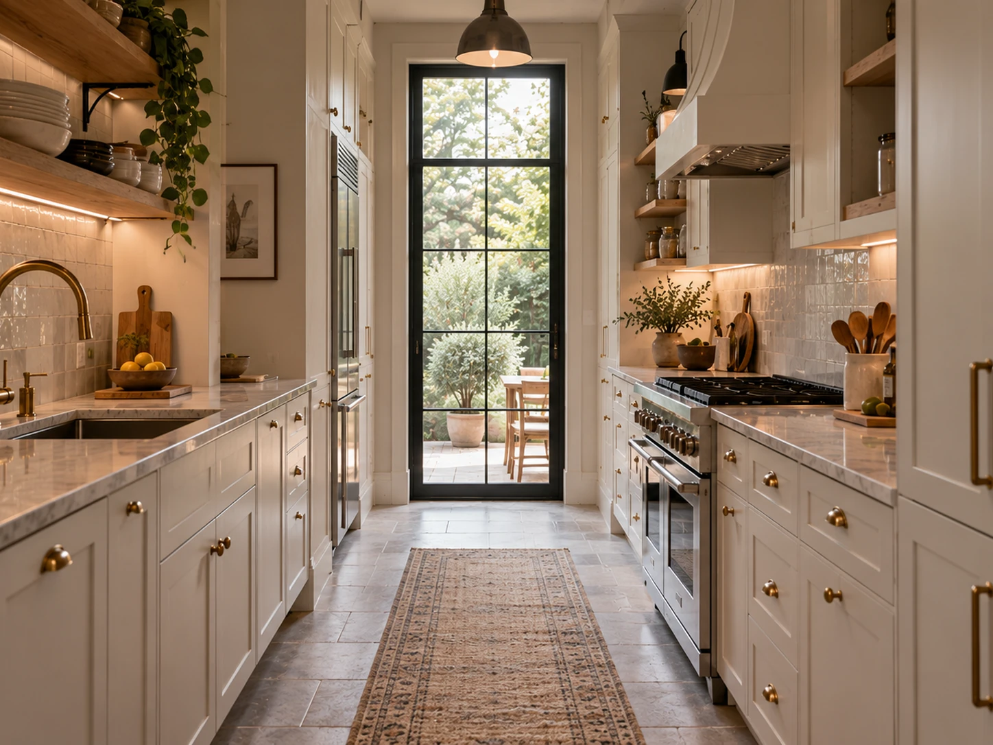 Modern White galley kitchen design