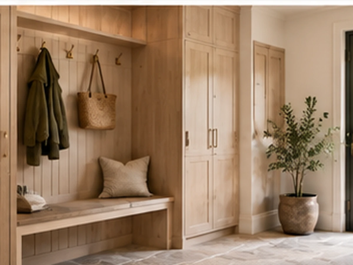 Organic Modern mudroom design