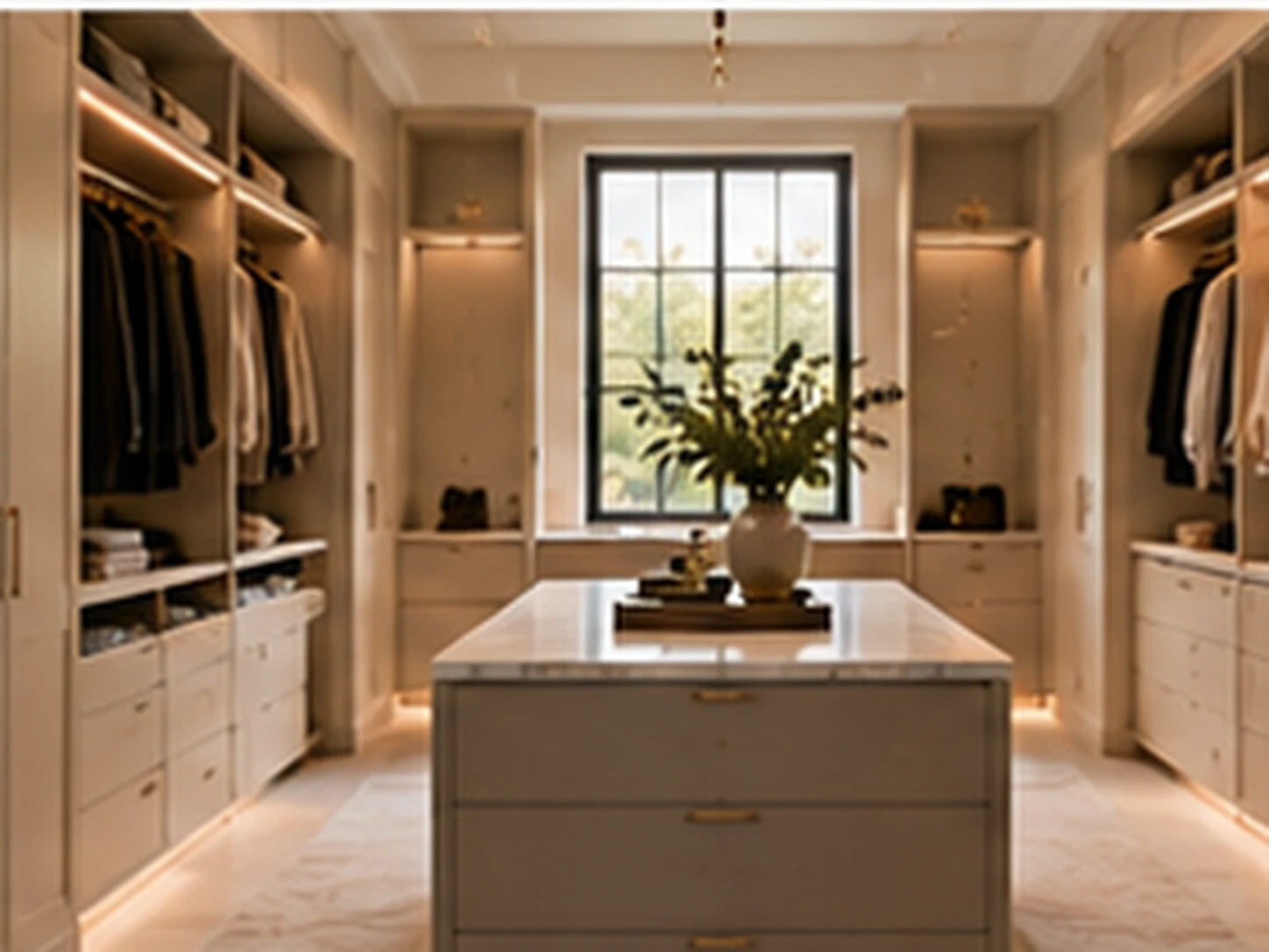 Soft Color-Drenched walk-in closet design