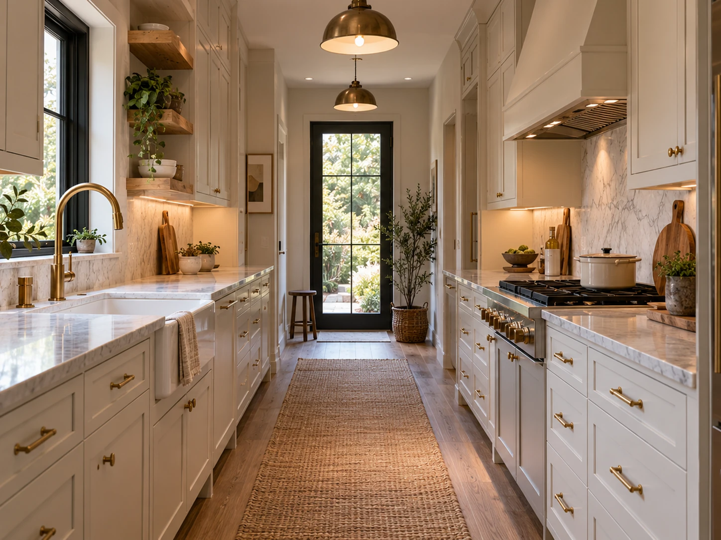 Transitional galley kitchen design