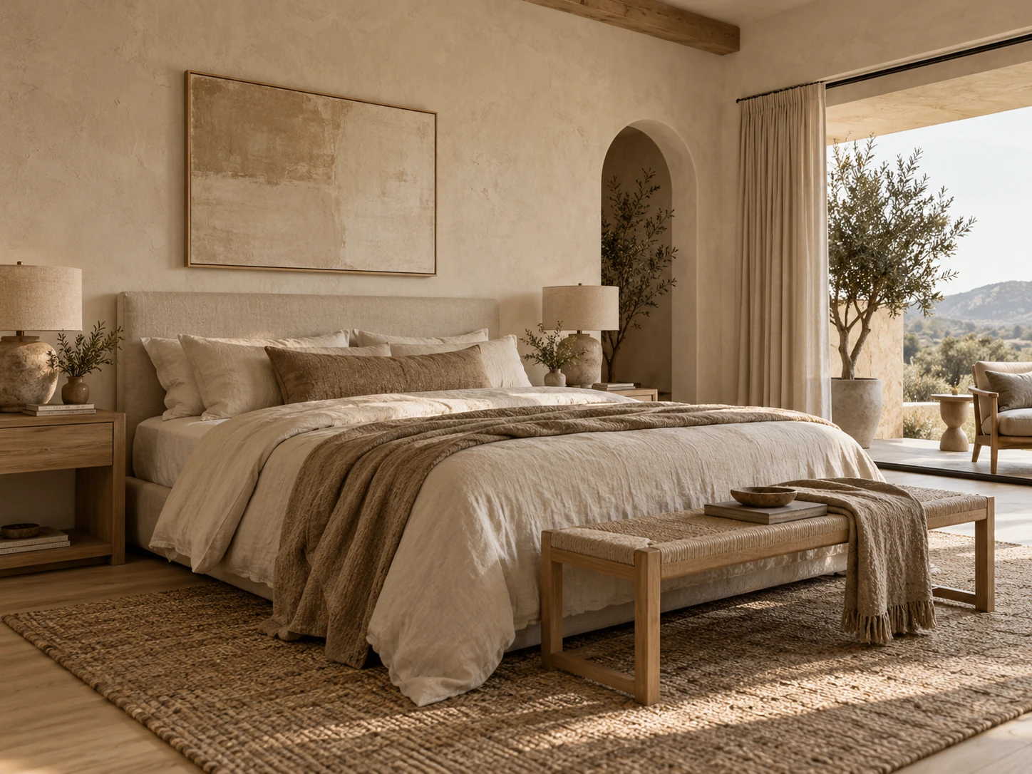 Warm Organic master bedroom design