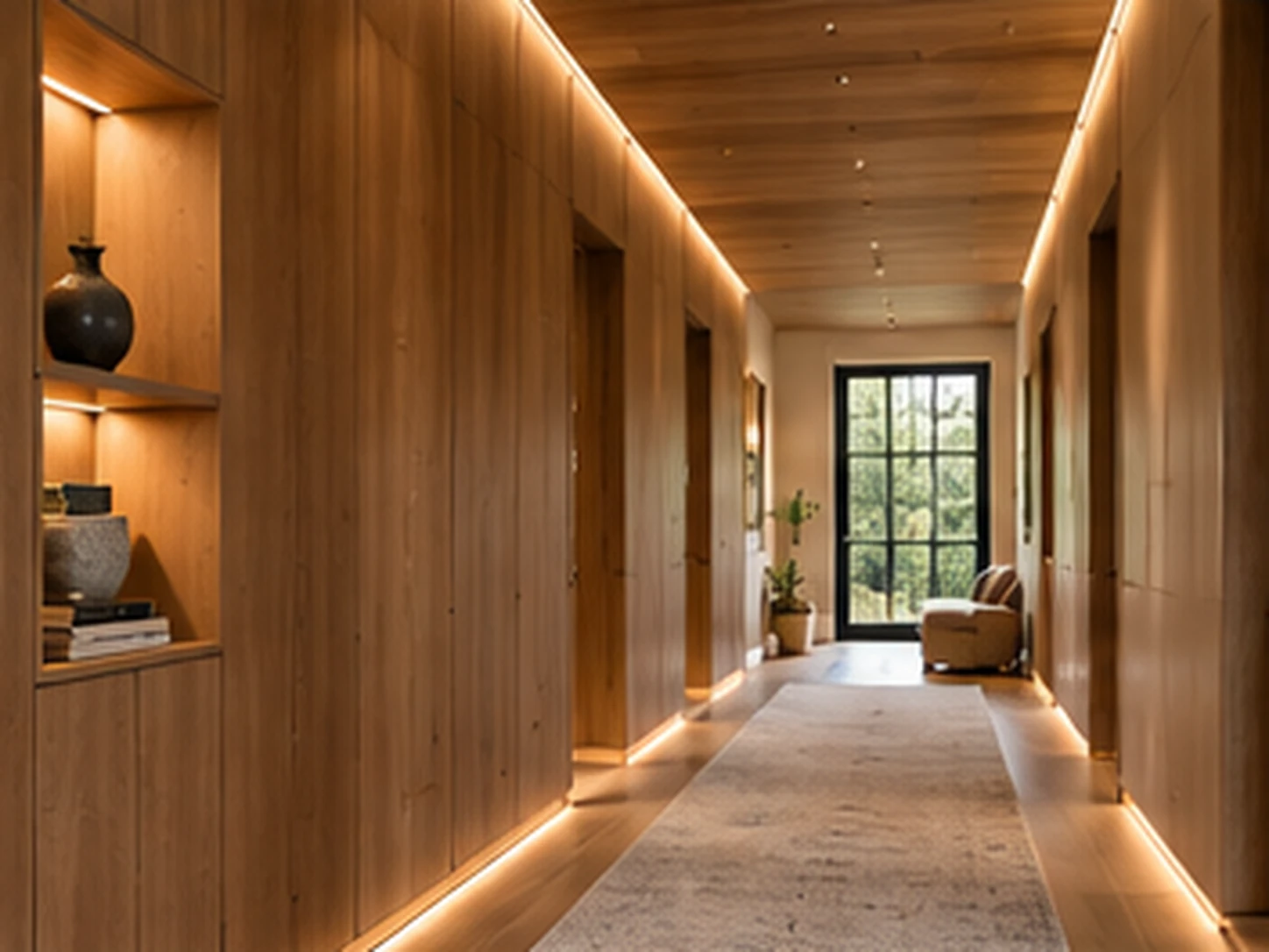 Warm Wood Hall hallway design