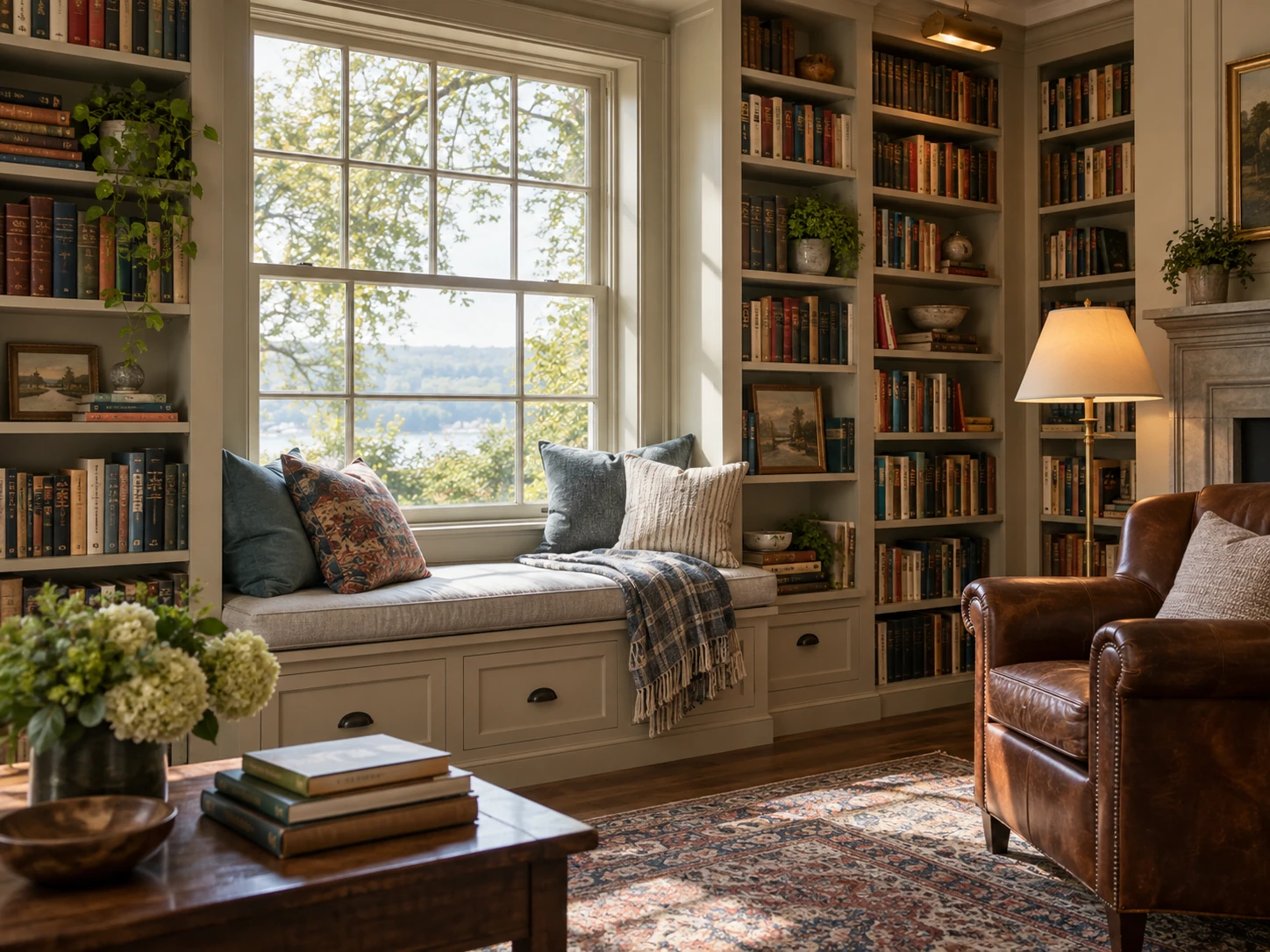 Window Nook home library design