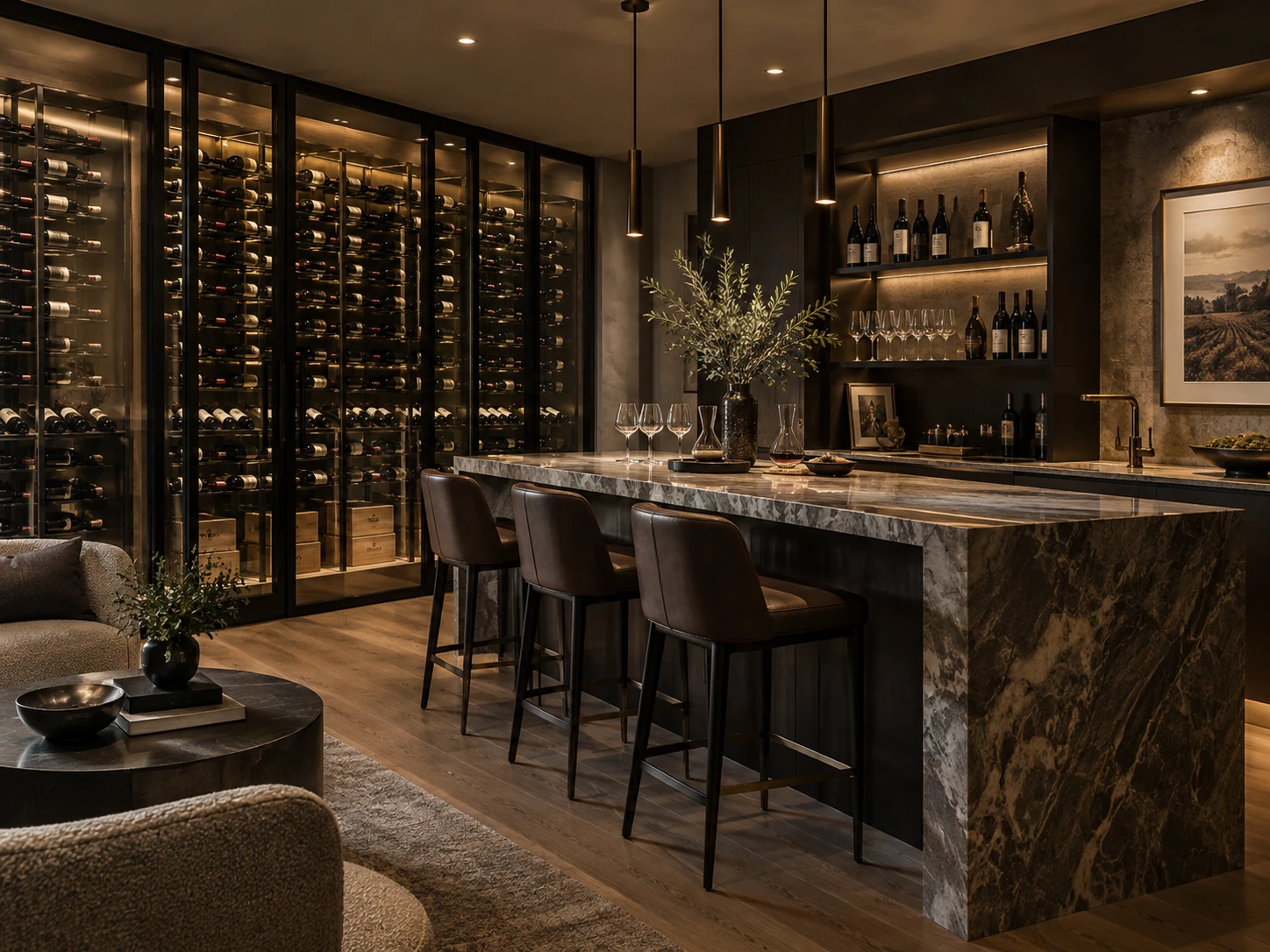 Wine Display Lounge home bar design