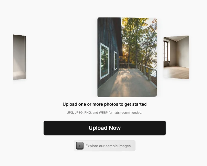 AI Virtual Staging upload screen with the Upload Now button
