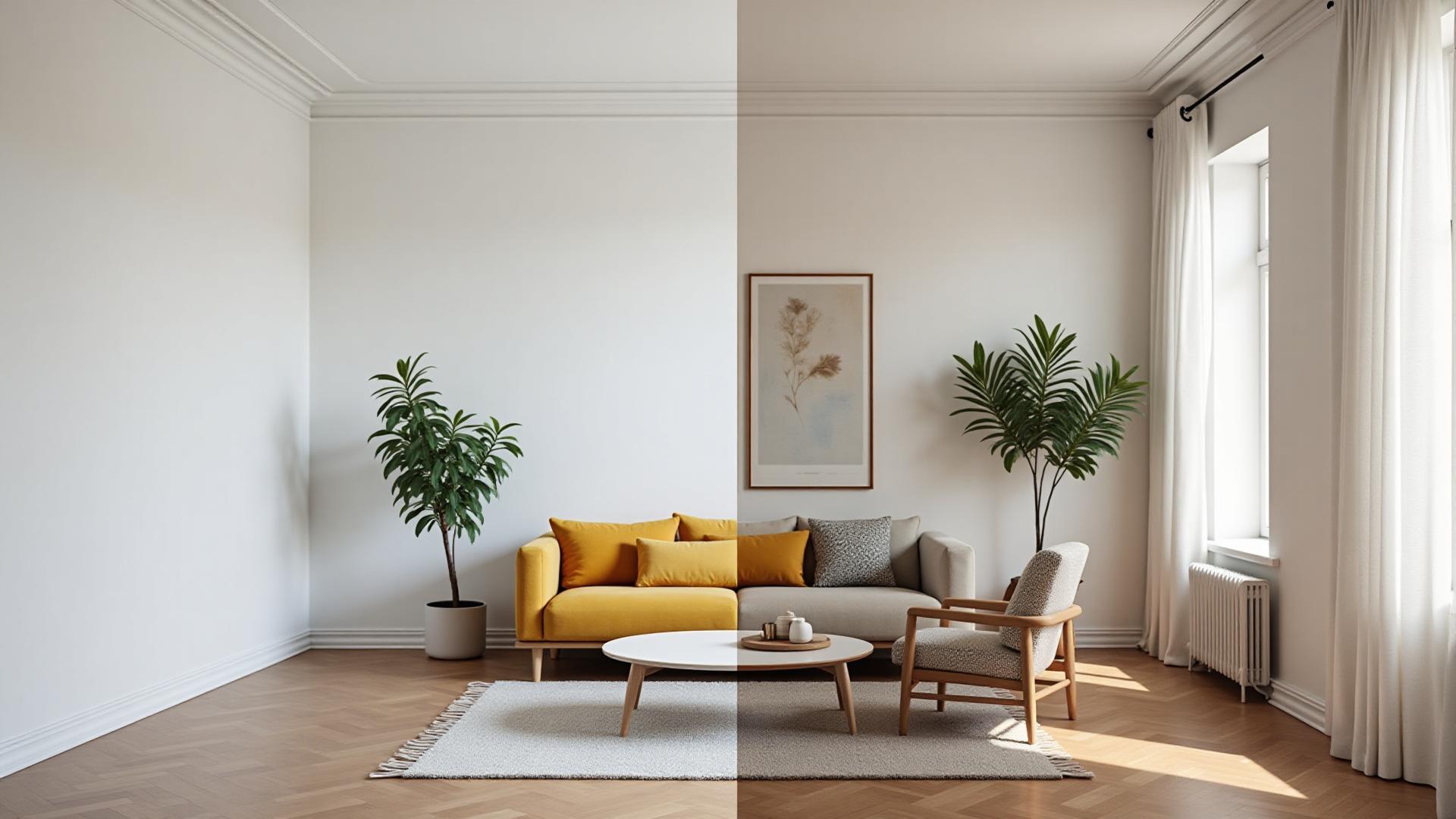 AI Virtual Staging before and after comparison